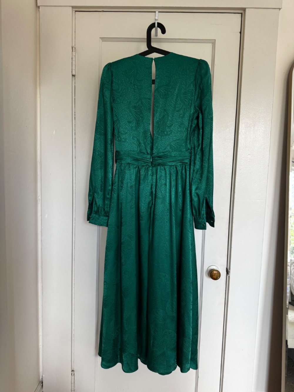 Ronny Kobo Emerald Green Satin Midi Wedding Guest Dress Formal, Small - Picture 4 of 6